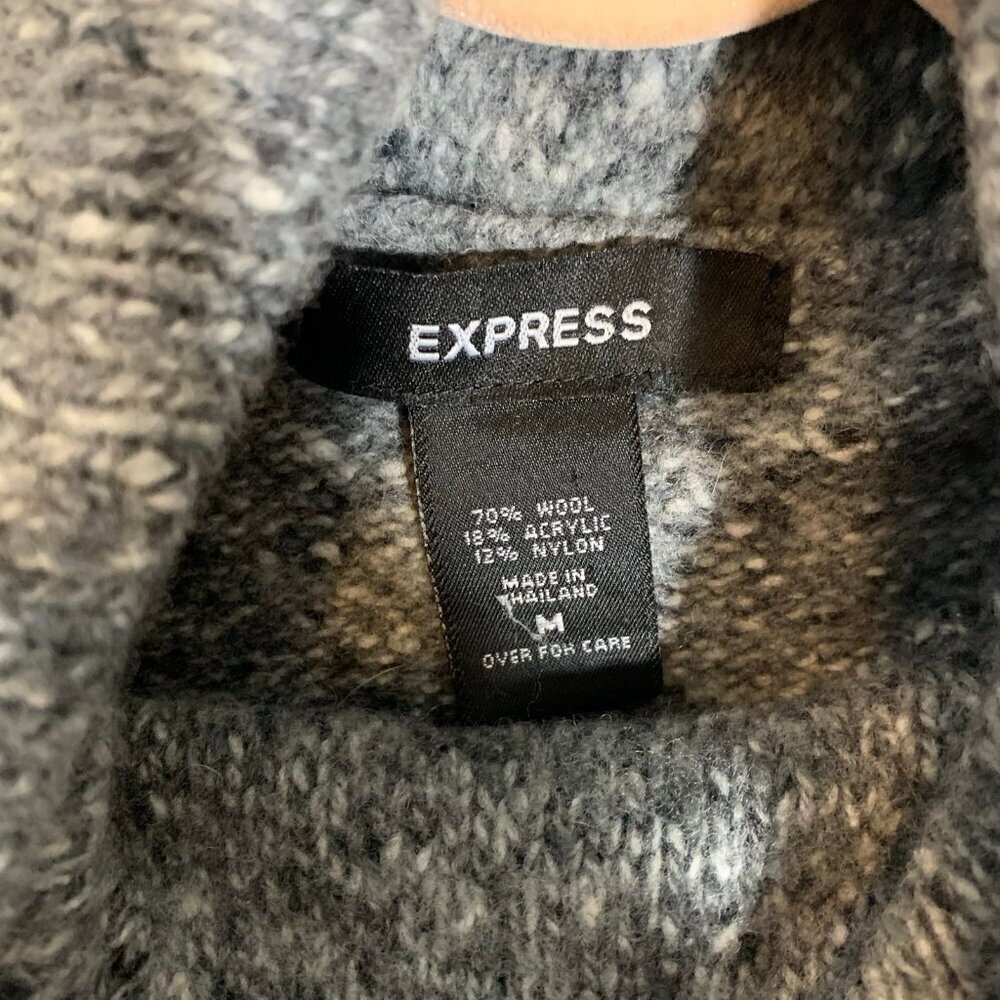 Express Charcoal Gray Wool Blend Pullover Turtlen… - image 6